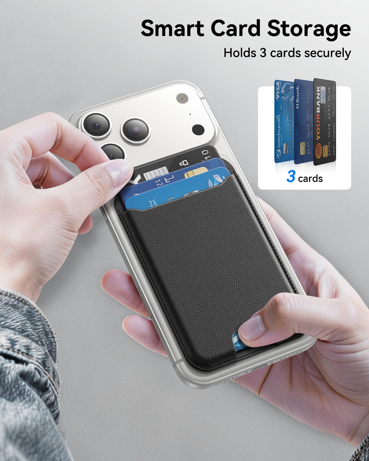 TWZKG for MagSafe Wallet, 3 Card Holder, Magnetic Phone Wallet for iPhone 17/16/15/14/13/12 Series,RFID Blocking Vegan Leather, Black 🍁 All In One Marketplace Canada