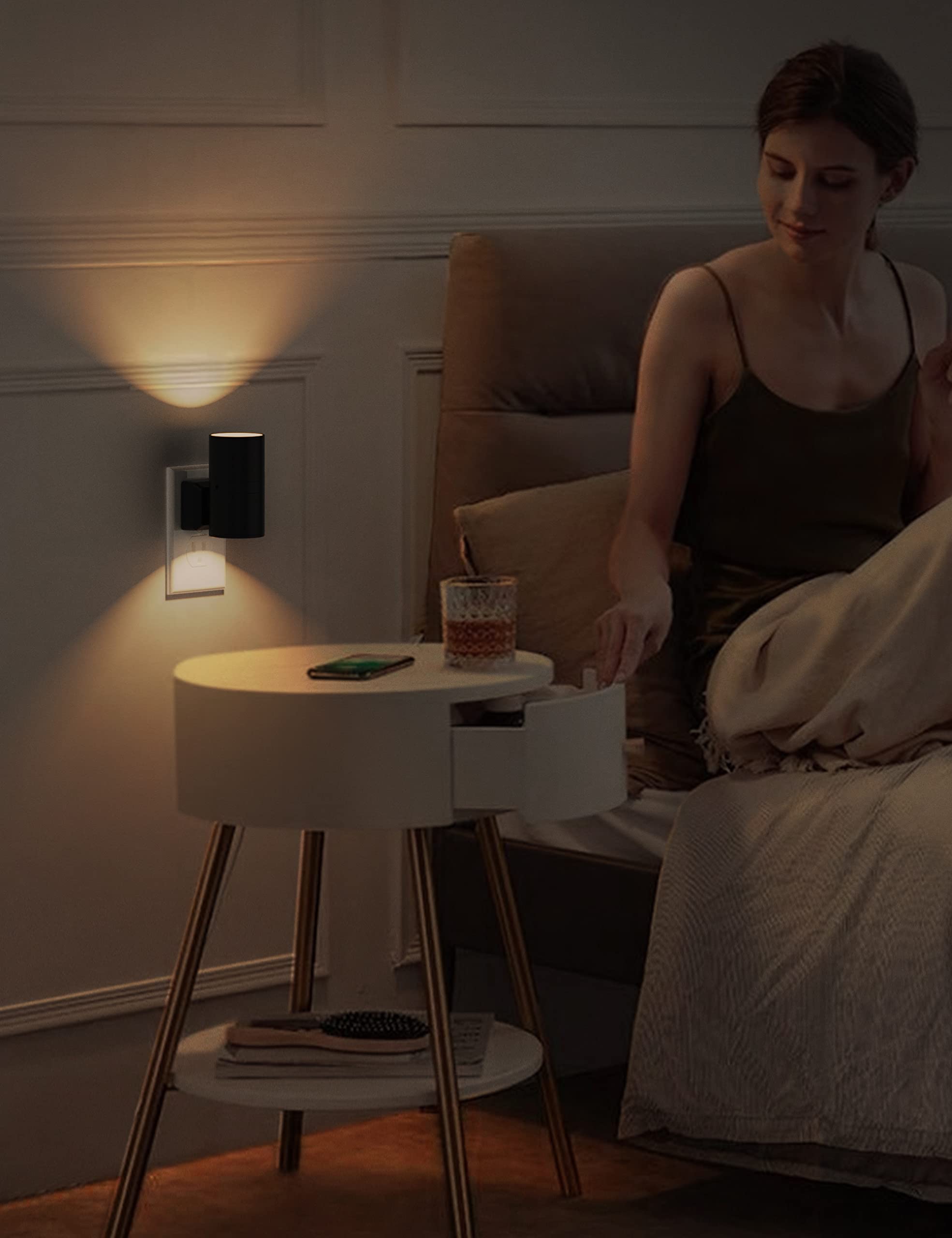 L LOHAS LED Night Light Plug in, [2 Pack] Modern Night Light, Dusk to Dawn Sensor, 0-100LM Adjustable Brightness, Soft White 3000K, Dimmable Night Lights with Light Sensor for Hallway Bedroom Stairway 🍁 All In One Marketplace Canada