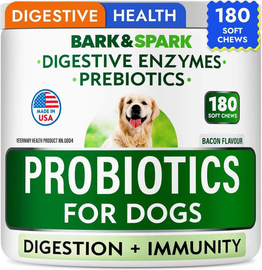 Probiotics for Dogs - Gas, Diarrhea, Allergy, Constipation, Upset Stomach Relief, w/Digestive Enzymes + Prebiotics - Chewable Supplement - Improve Digestion, Immunity - Dog Probiotics Chews - 180Ct 🍁 All In One Marketplace Canada