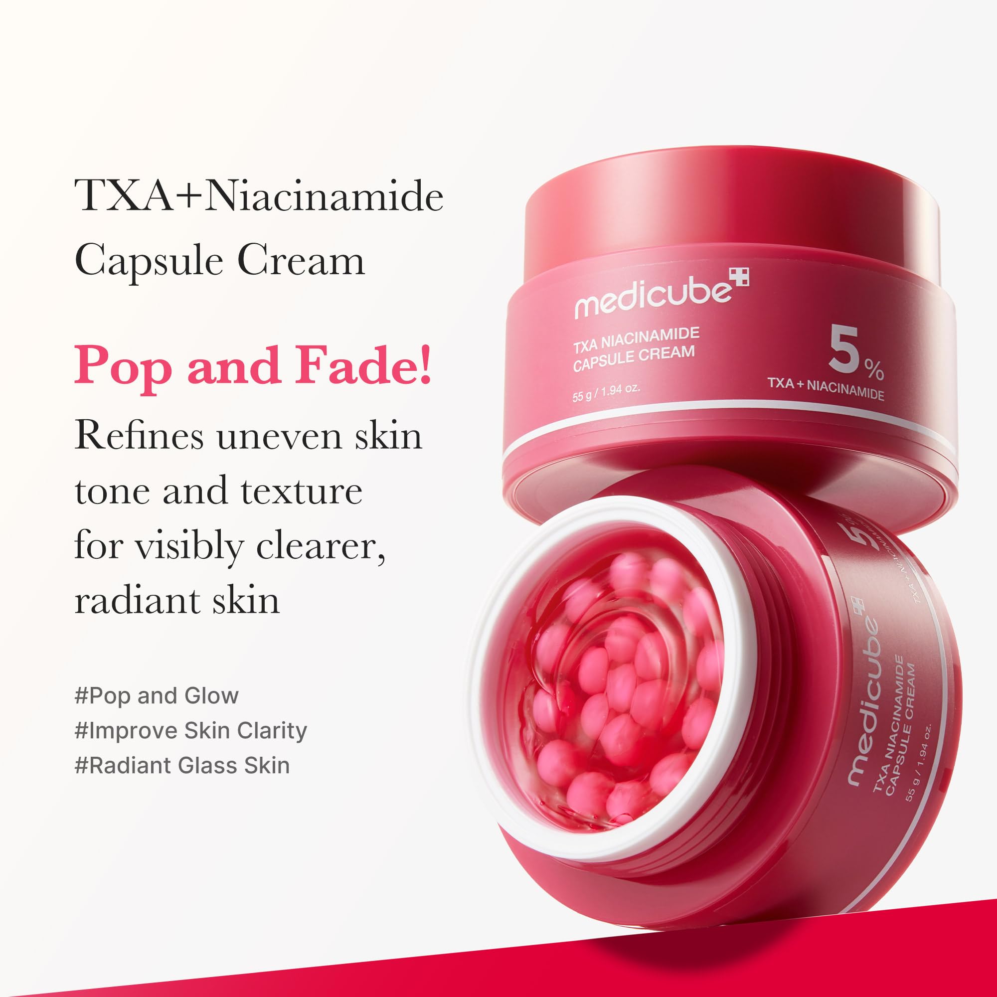 medicube TXA+Niacinamide Capsule Cream | Dual Radiance Moisturizer, Ideal for Use After Spot Care | For Uneven Skin Tone, Texture & Hydration | 99% Pure Tranexamic Acid | Korean Skincare | 1.94oz 🍁 All In One Marketplace Canada
