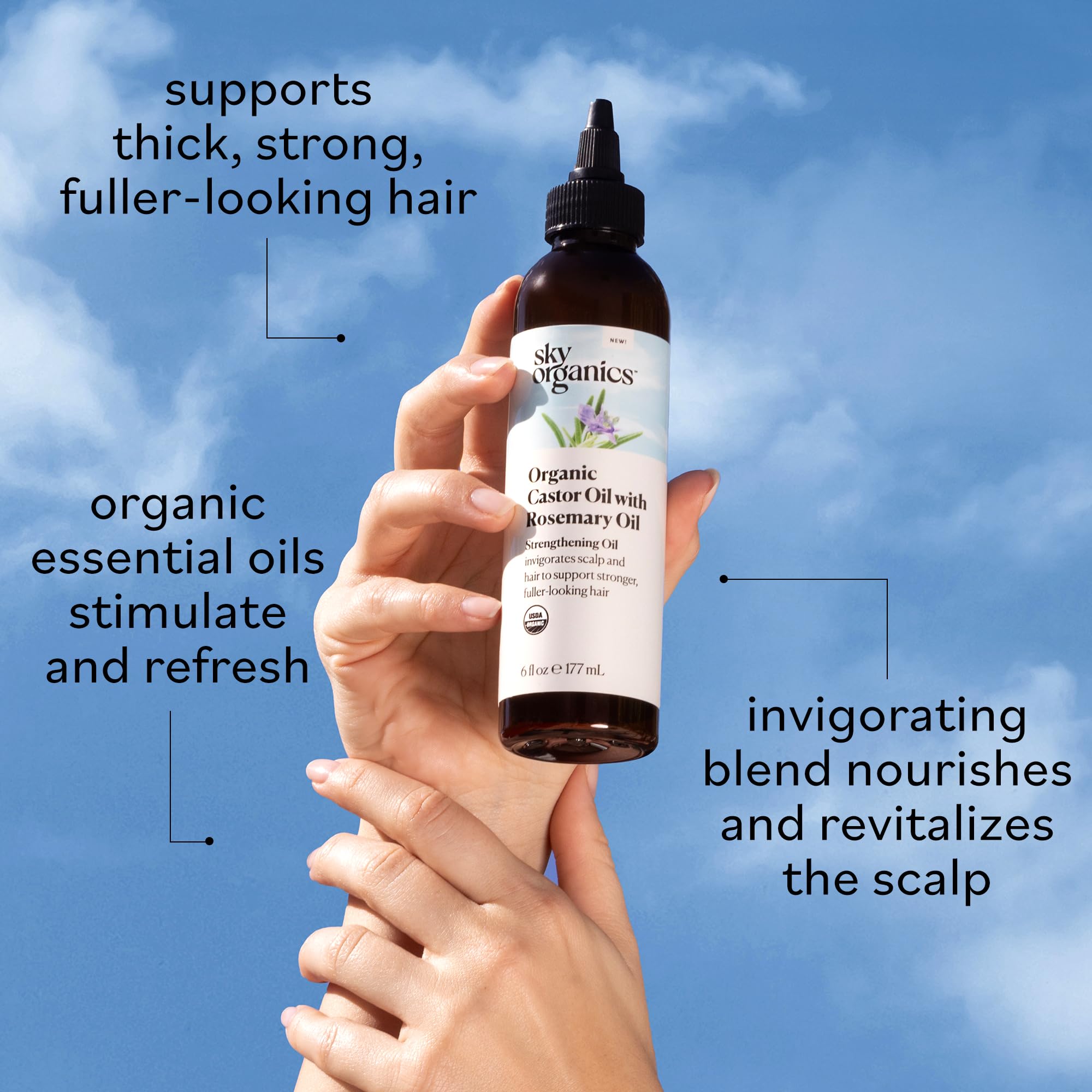 Sky Organics USDA Organic Castor Oil and Rosemary Oil, Strengthening Hair Oil Blend, Pure & Potent, Hexane-Free, Invigorates Scalp, Supports Fuller-Looking Hair, 6 fl oz 🍁 All In One Marketplace Canada