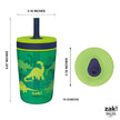 Zak Designs Kelso 15 oz Tumbler Set, (Dino Camo) Non-BPA Leak-Proof Screw-On Lid with Straw Made of Durable Plastic and Silicone, Perfect Toddler Cup Bundle for Kids (2pc Set) 🍁 All In One Marketplace Canada