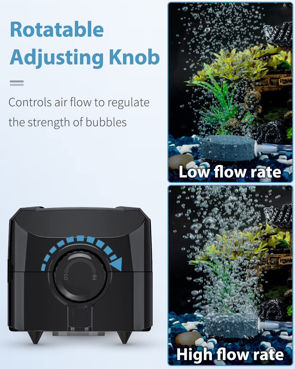 Pawfly Adjustable Aquarium Air Pump 4-LPM 2 Outlets with Oxygen Accessories for 20-100 Gallon Fish Tank Pond 🍁 All In One Marketplace Canada