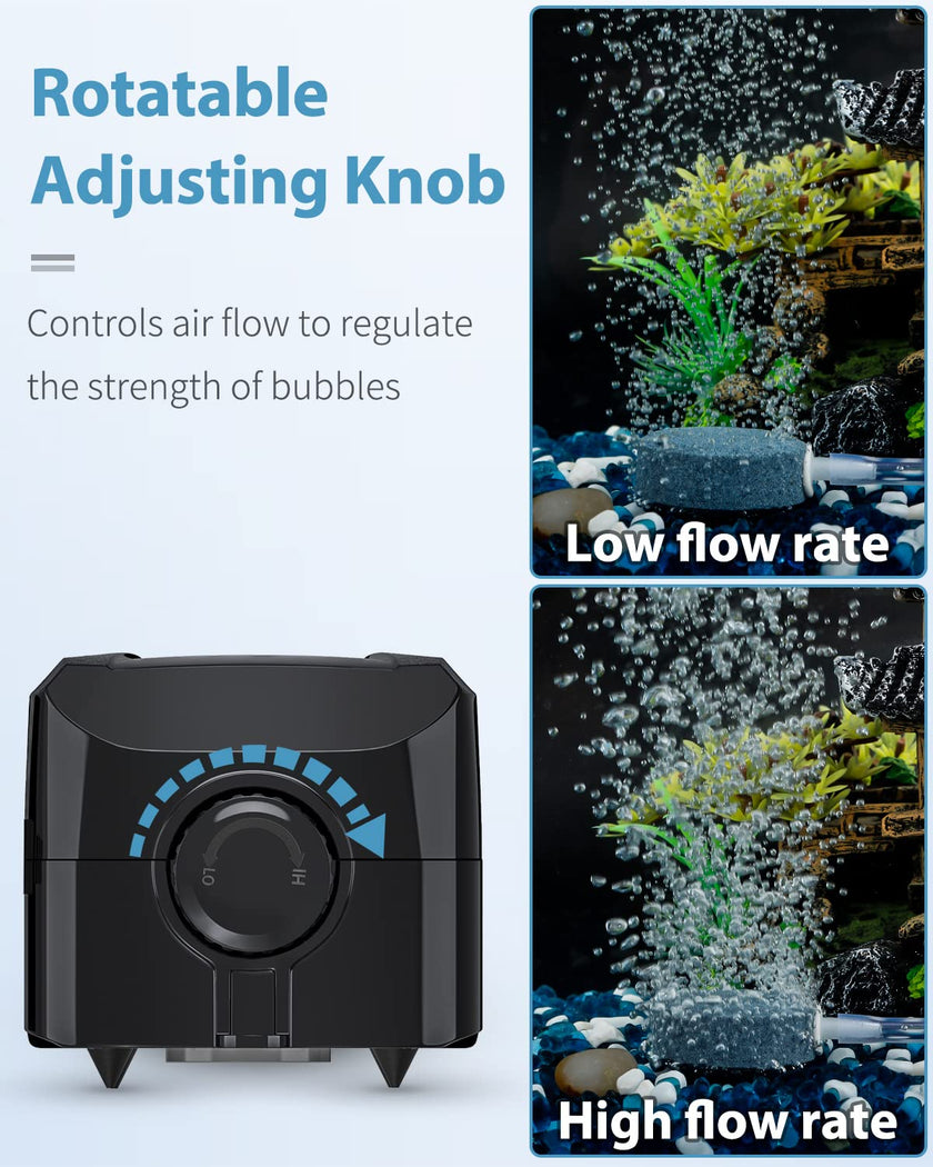 Pawfly Adjustable Aquarium Air Pump 4-LPM 2 Outlets with Oxygen Accessories for 20-100 Gallon Fish Tank Pond 🍁 All In One Marketplace Canada
