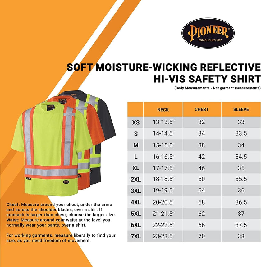 Pioneer High Vis Shirt for Men - Safety T-shirt - Class 2 🍁 All In One Marketplace Canada