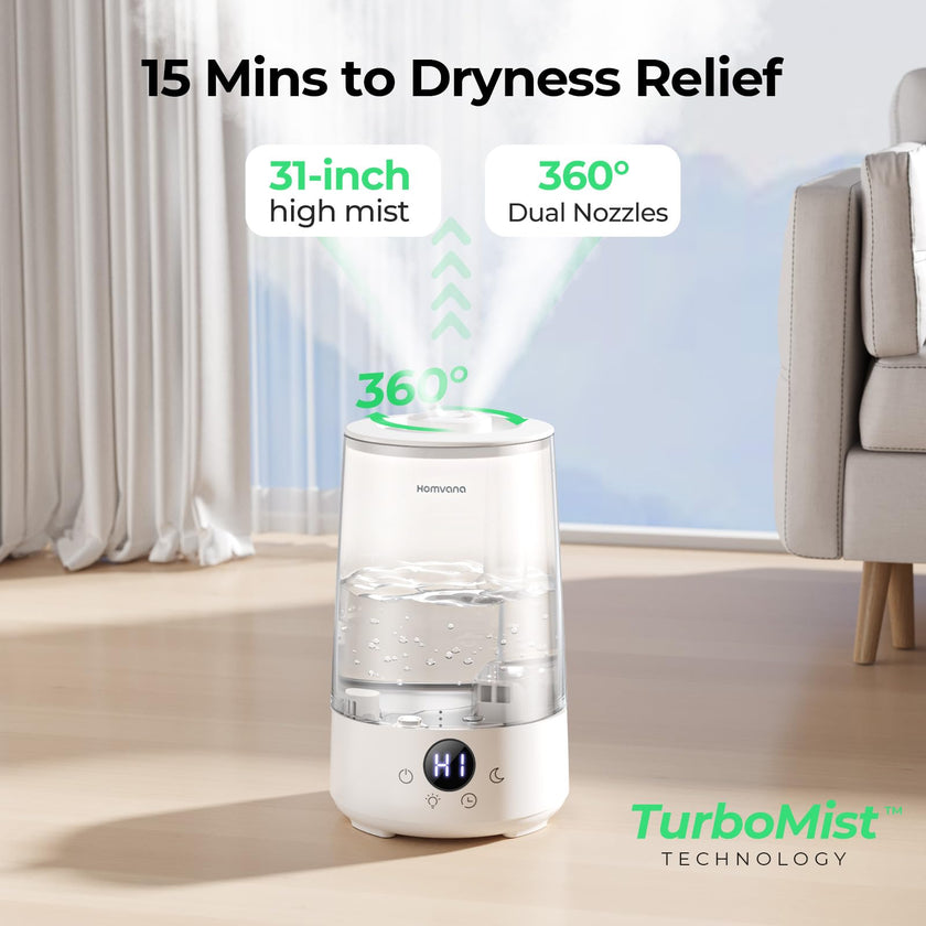 Homvana 3.6L Top-Fill Humidifiers for Bedroom Home, 360° Cool Mist, 16dB 🍁 All In One Marketplace Canada