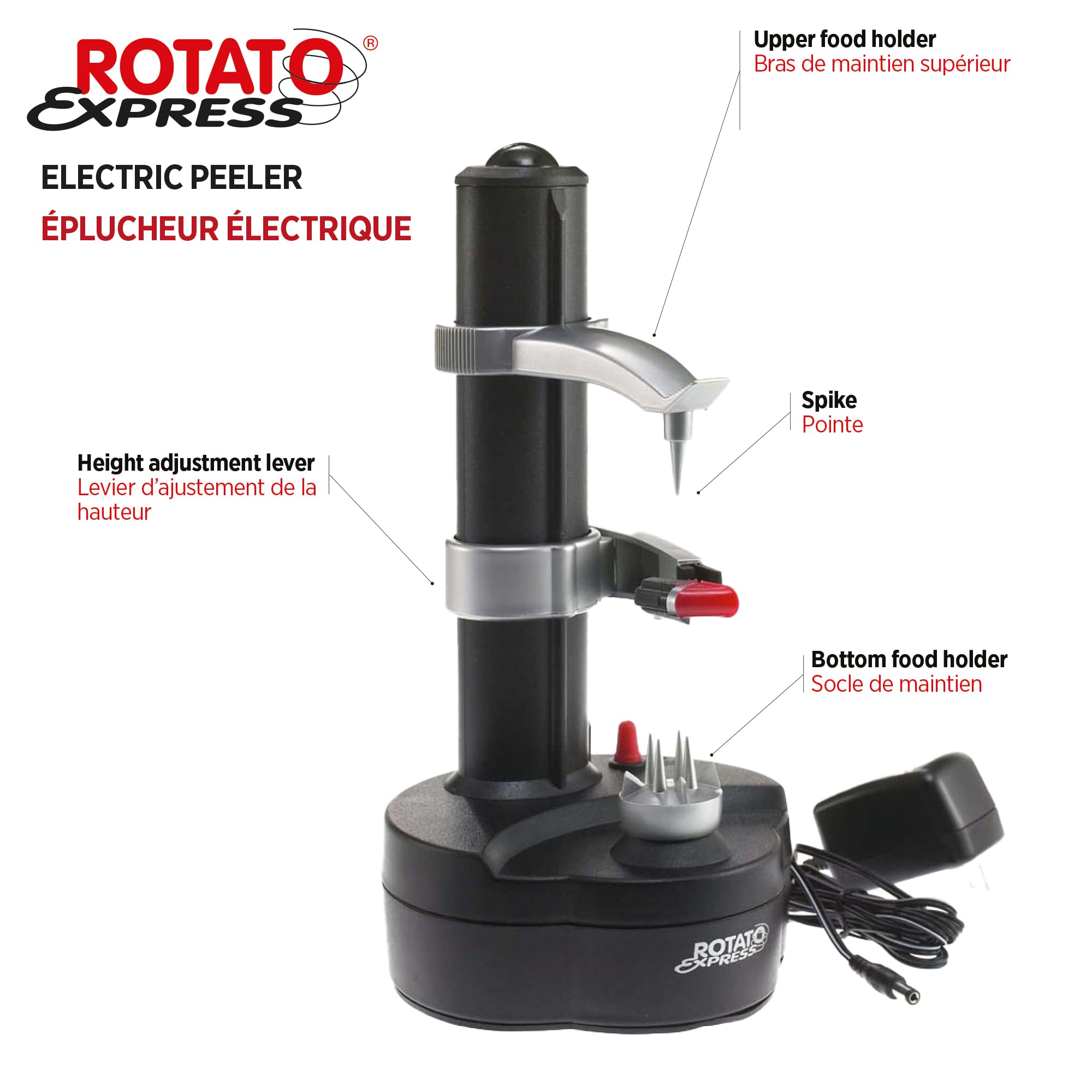 Starfrit Rotato Express Automatic Electric Potato & Vegetable Peeler, Black 🍁 All In One Marketplace Canada