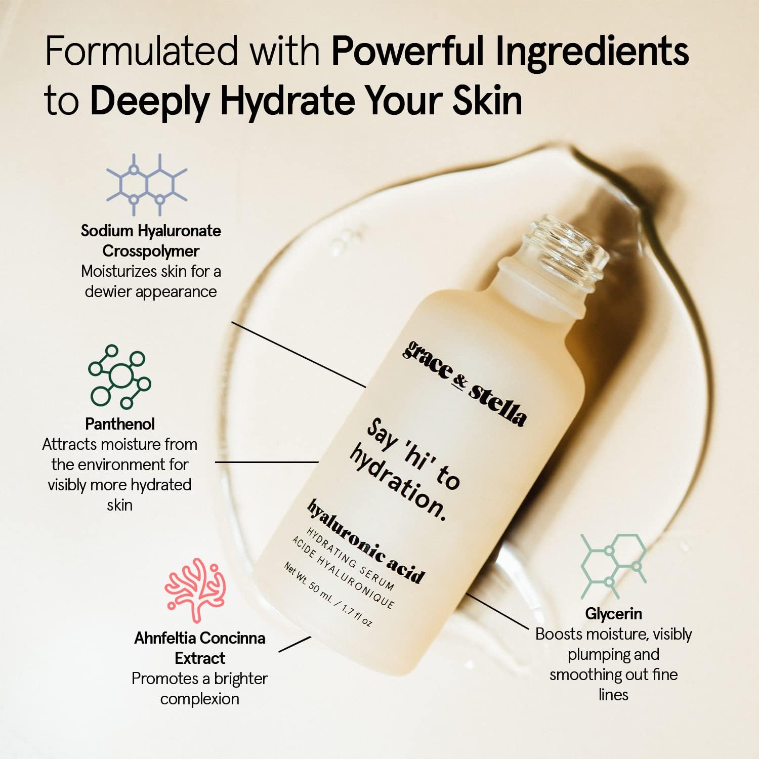 grace & stella Award Winning Hyaluronic Acid Serum for Face (50ml) Hydrating Hyaluronic Acid - Acide Hyaluronique Face - Anti Aging Serum to Hydrate, Remove Fine Lines, Wrinkles, Boost Collagen 🍁 All In One Marketplace Canada