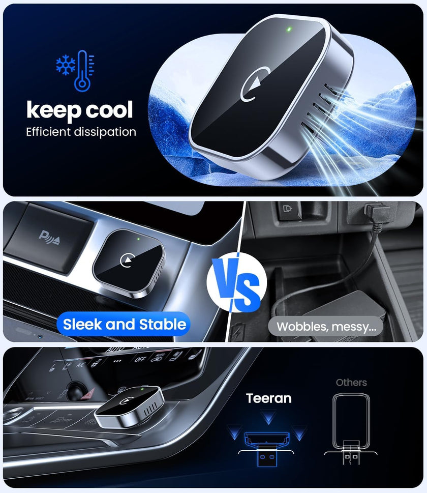 Teeran Wireless CarPlay Adapter for iPhone (2026 Upgraded), Mini Plug & Play for Cars with Factory Wired Apple CarPlay, Fast & Stable Connection, Easy Setup, Wide Vehicle Compatibility USB & USB C 🍁 All In One Marketplace Canada