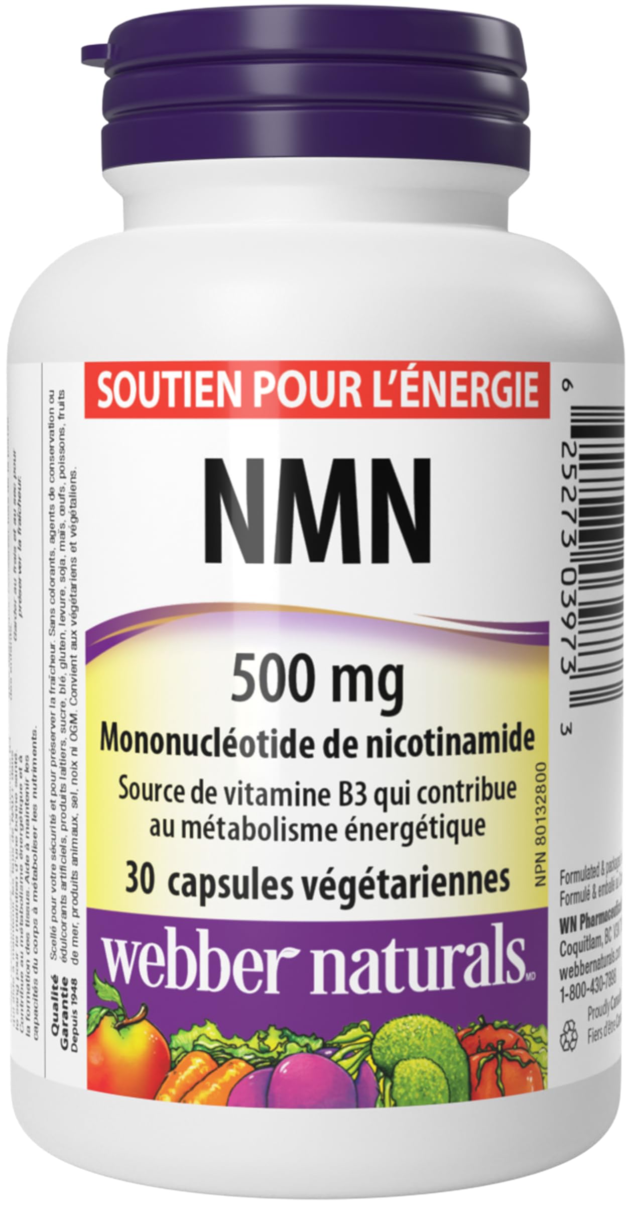 Webber Naturals NMN 500 mg (Nicotinamide Mononucleotide), 30 Capsules, Helps Maintain NAD+ Levels, Vegan 🍁 All In One Marketplace Canada