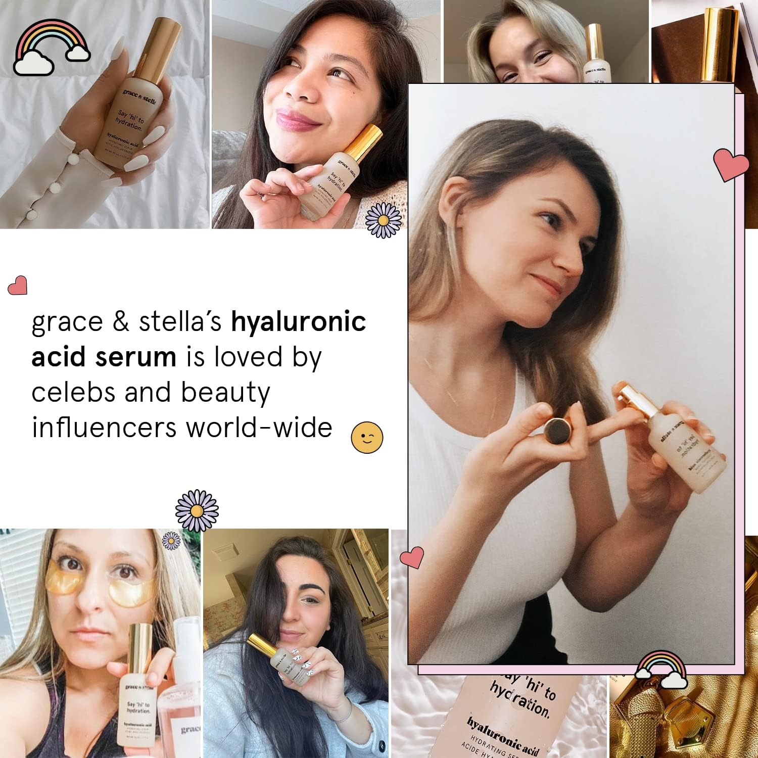 grace & stella Award Winning Hyaluronic Acid Serum for Face (50ml) Hydrating Hyaluronic Acid - Acide Hyaluronique Face - Anti Aging Serum to Hydrate, Remove Fine Lines, Wrinkles, Boost Collagen 🍁 All In One Marketplace Canada