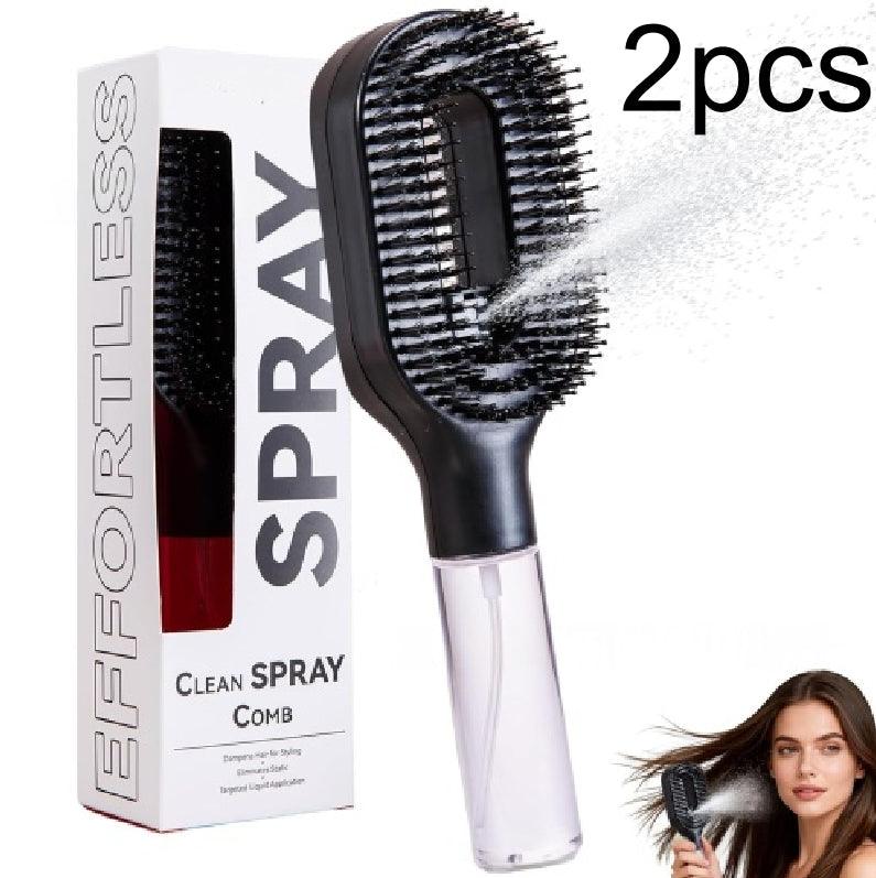 One-Click Spray Hair Brush – Anti-Frizz Detangling Mist Comb for All Hair Types