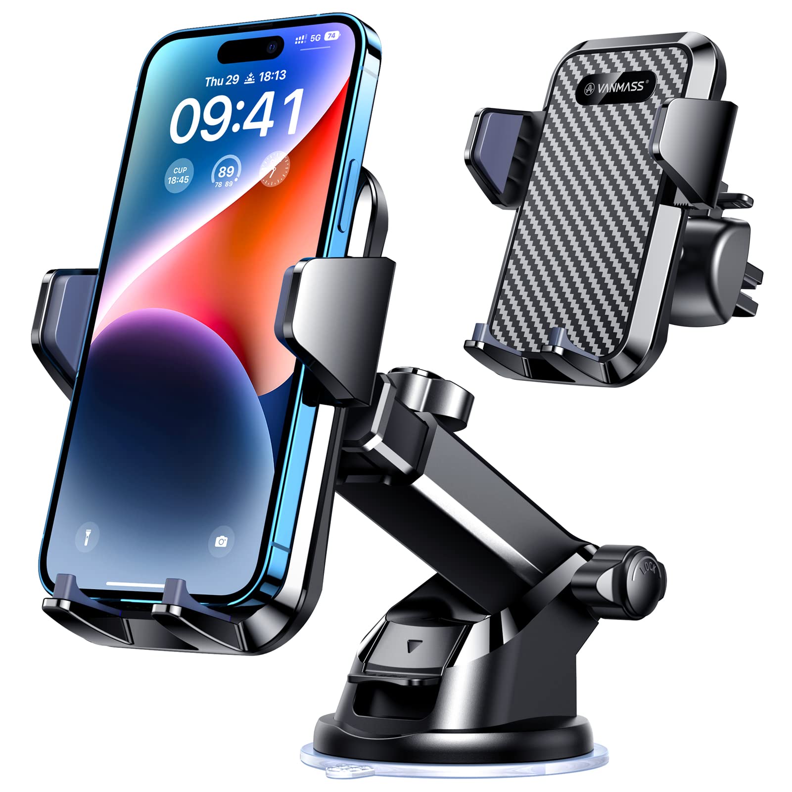 VANMASS [85+LBS Strongest Suction & Military-Grade] 2026 Ultimate Car Phone Holder [Patent & Safety Certs] Cell Mount Truck Stand Cradle for Dashboard Windshield Vent for iPhone 17 Pro Max 16 15 14 🍁 All In One Marketplace Canada