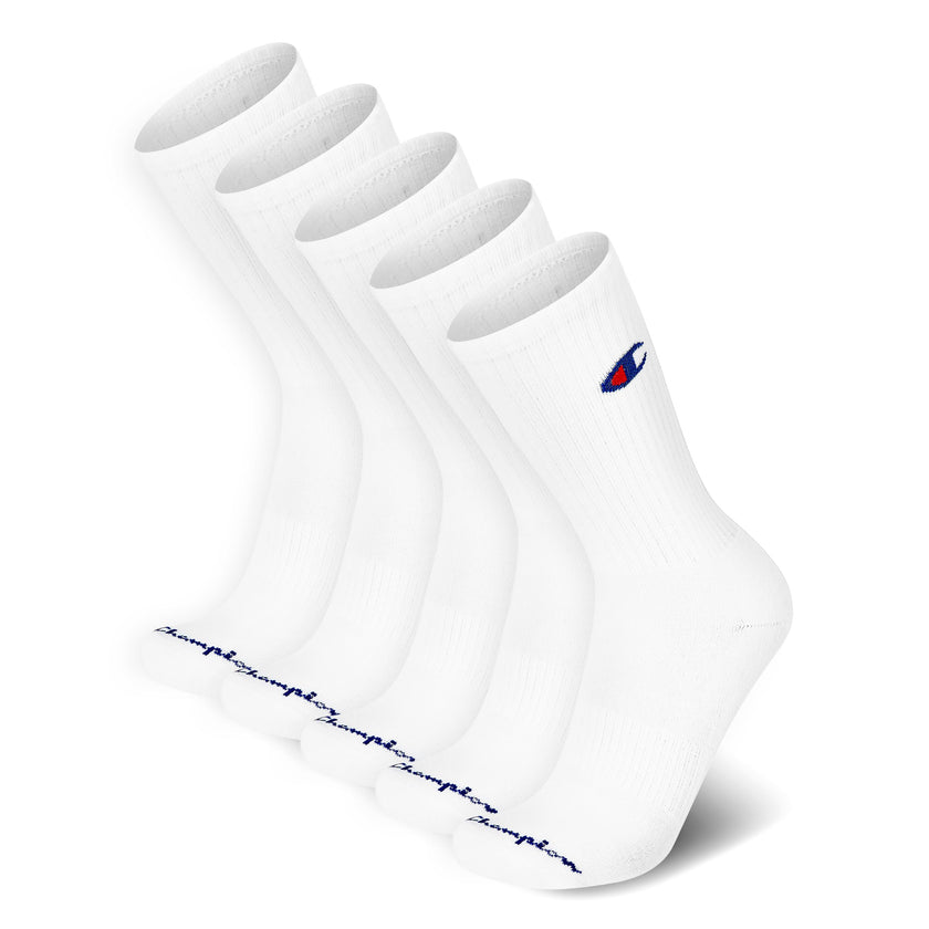 Champion Mens Men’s Crew Socks – 5 Pack Cushioned Crew Socks Moisture-wicking Breathable Reinforced Heel & Toe (Size: 6-12.5), White, 6-12 🍁 All In One Marketplace Canada