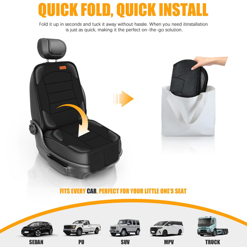 Car Seat Protector for Child Car Seat, Siivton Carseat Seat Protectors for Leather and Fabric Seats, with Mesh Pockets, Non-Slip Backing, Carseat Protectors for Vehicles (One Pack, Black) 🍁 All In One Marketplace Canada