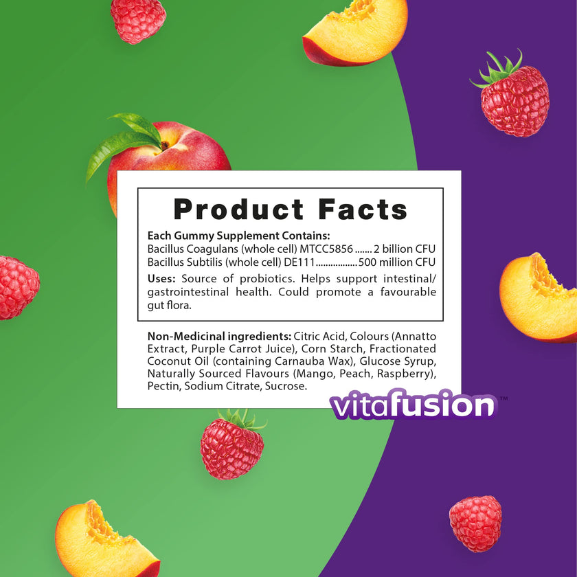 Vitafusion Probiotic Gummies - Provides Good Bacteria to the Digestive Tract, 5 Billion Active Cells, 2 Probiotic Strains, Supports Gastrointestinal Health, 35-Day Supply - 70 Count 🍁 All In One Marketplace Canada