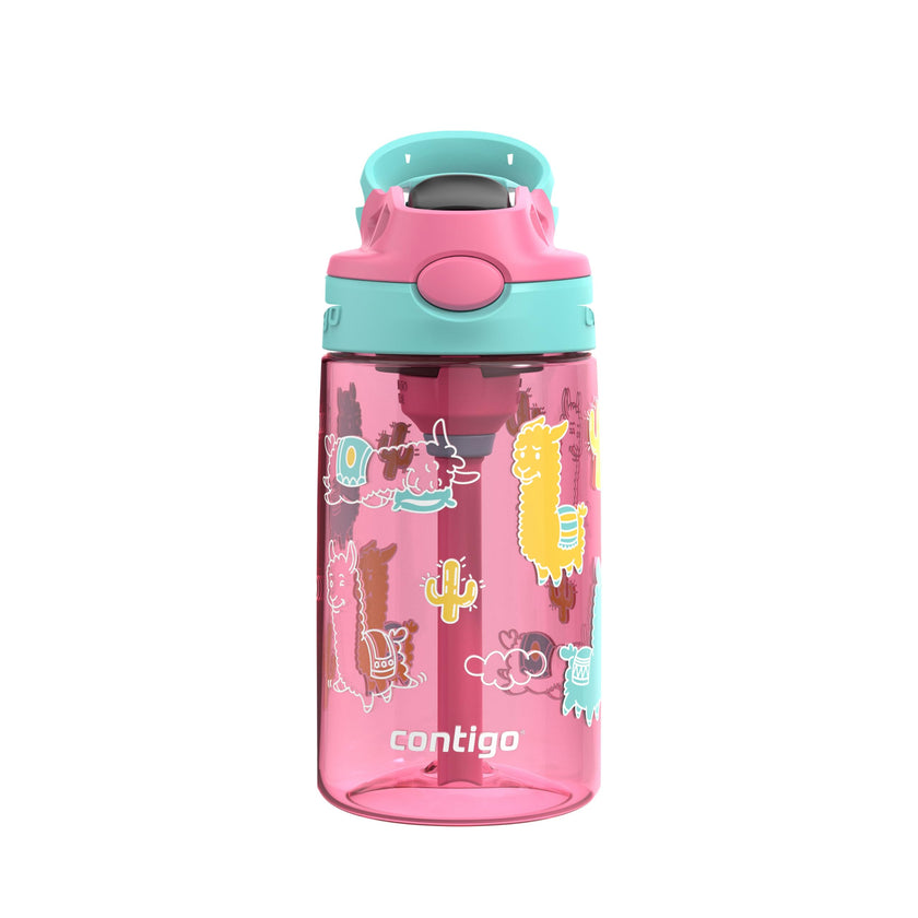 Contigo Kids Aubrey Straw Water Bottle with Leak-Proof Lid, BPA-Free Plastic, Dishwasher Safe, Azalea Jade Llama, 14 oz (414 mL) 🍁 All In One Marketplace Canada