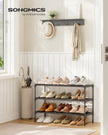SONGMICS 3-Tier Shoe Rack for Closet, Compact Metal Shoe Organizer Shelf for Entryway, Bedroom, Small Spaces, Stackable, 11.8 x 24.5 x 19.1 Inches, Black ULSA123BH01 🍁 All In One Marketplace Canada