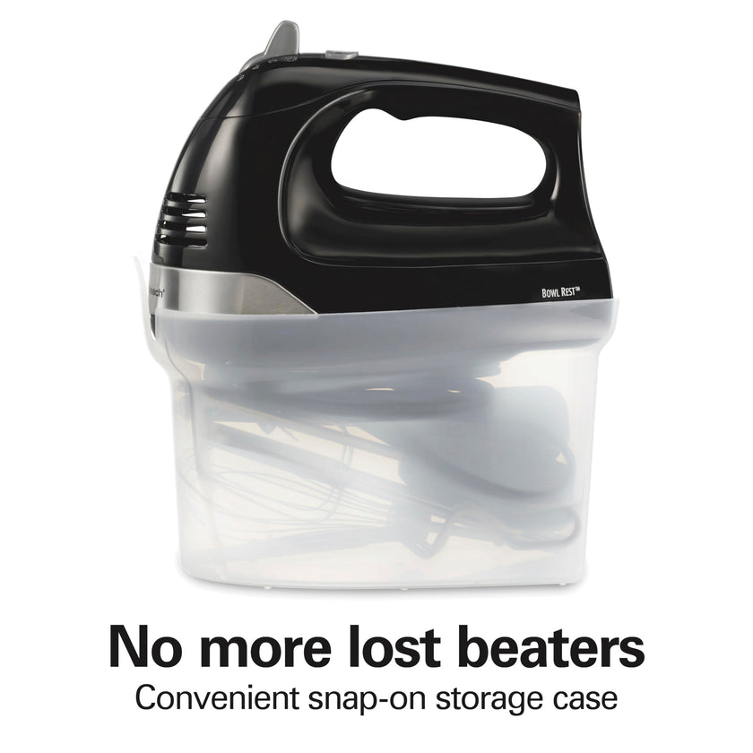 Hamilton Beach 6-Speed Electric Hand Mixer for Baking, 275W, Easy Clean Beaters, Dough Hooks, Whisk, Snap-On Storage Case, Black (62639C) 🍁 All In One Marketplace Canada
