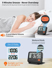 MeesMeek Digital Travel Alarm Clock: Small Bedside LCD Clock with Date Temperature Snooze Backlight 12/24H Weekend Mode and 2 Volume, Desk Clock for Kids Office Bedroom, Battery Included (Black) 🍁 All In One Marketplace Canada