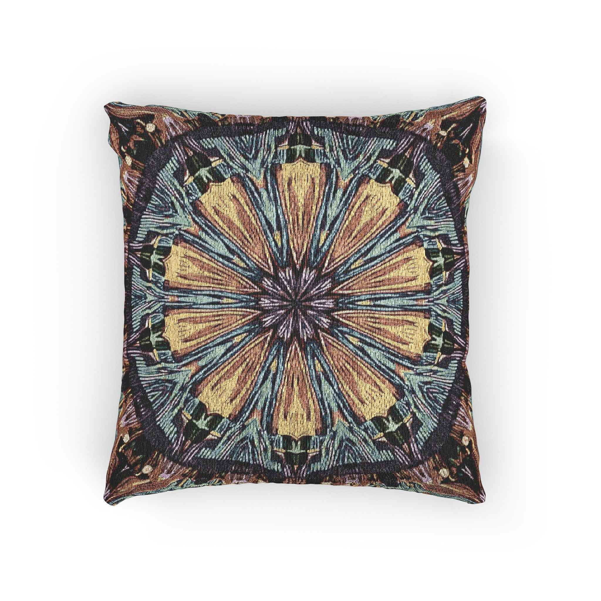 Geometric Mandala Woven Pillow | Boho Tile Decorative Cushion