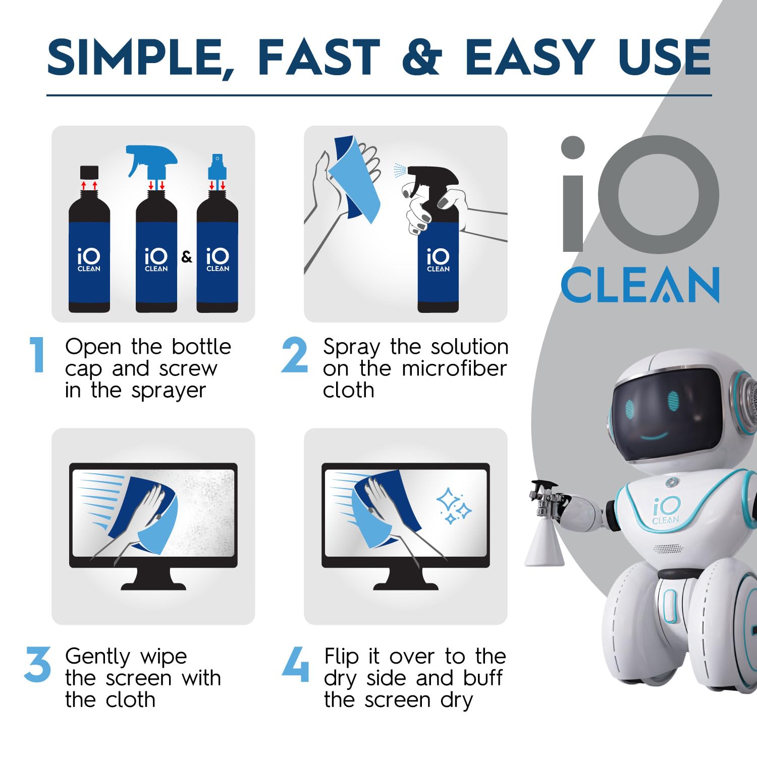 Screen Cleaner Spray (16oz) – Best Large Cleaning Kit for LCD LED OLED TV, Smartphone, iPad, Laptop, Touchscreen, Computer Monitor, Other Electronic Devices – Microfiber Cloth Wipes and 2 Nozzles 🍁 All In One Marketplace Canada