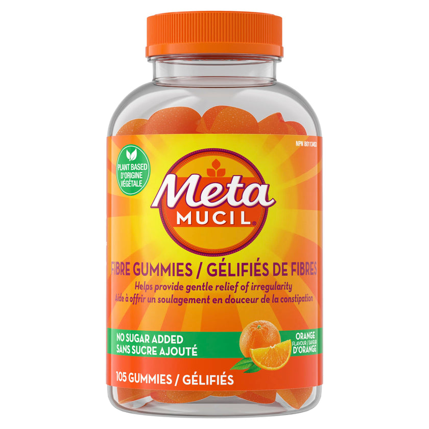 Metamucil Fibre Gummies, No Sugar Added, Orange Flavour, Prebiotic, Plant-Based, 105 Count 🍁 All In One Marketplace Canada