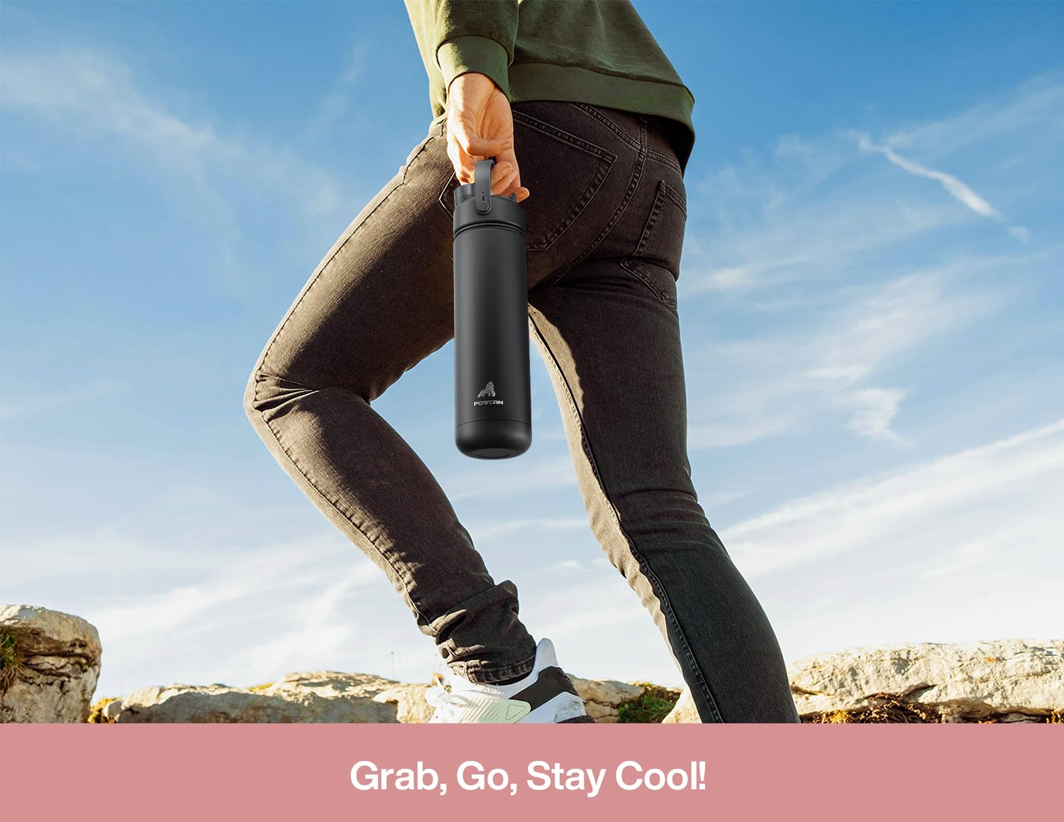 POWCAN 26 oz Insulated Water Bottle with 2-in-1 Straw and Spout Lid, Keep Cold 24H, Leak-Proof, Fits in Car Cup Holder, Stainless Steel Water Bottle for Sports, Travel, and School (Cotton Candy) 🍁 All In One Marketplace Canada