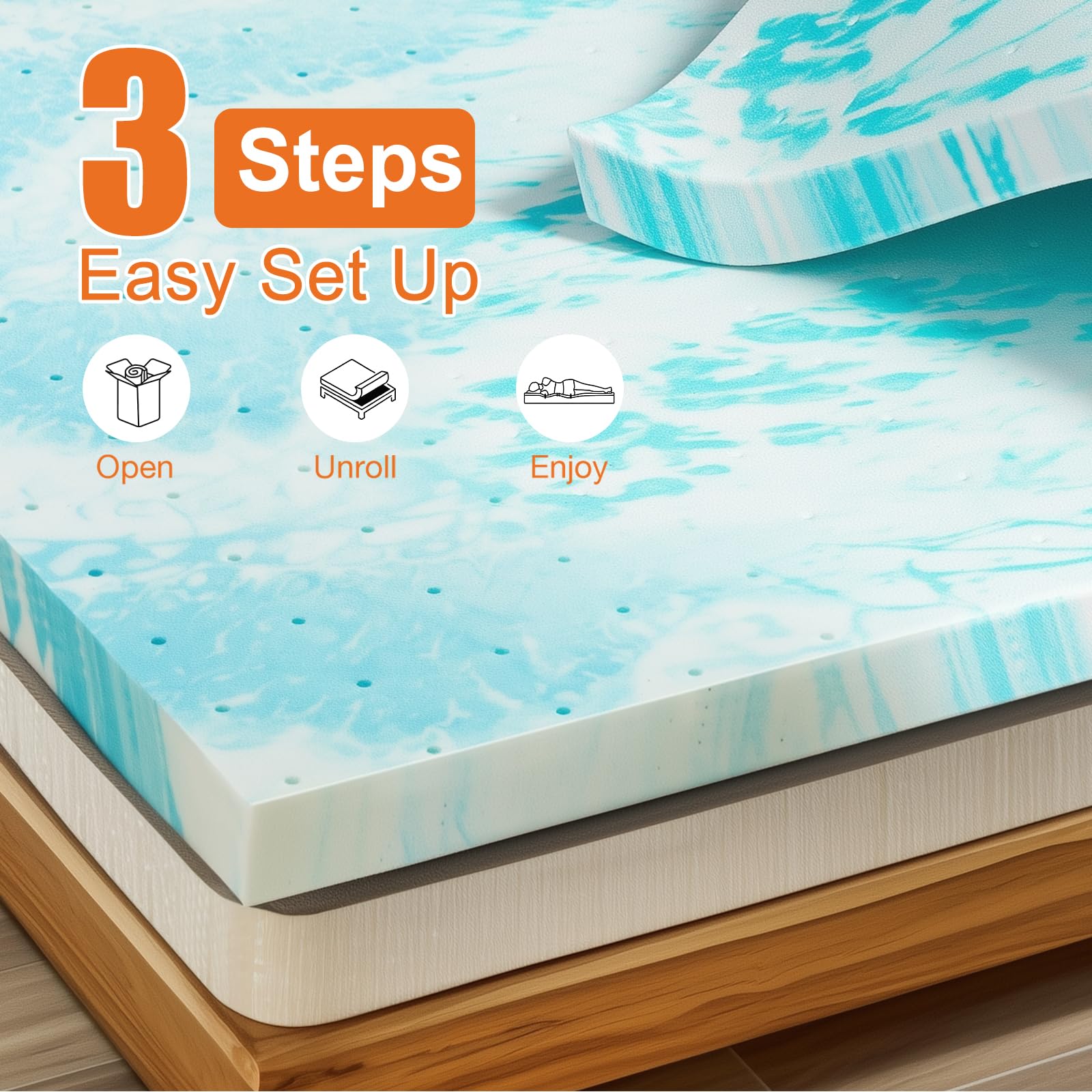 Sweetcrispy 3 Inch Twin Memory Foam Mattress Topper, Blue 🍁 All In One Marketplace Canada