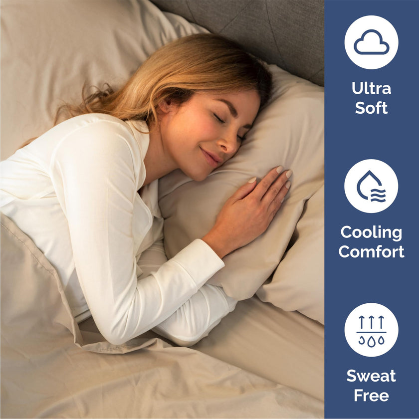 Queen Size 4 Piece Sheet Set - Comfy Breathable & Cooling Sheets - Hotel Luxury Bed Sheets for Women & Men - Deep Pockets, Easy-Fit, Extra Soft & Wrinkle Free Sheets - Cream Oeko-Tex Bed Sheet Set 🍁 All In One Marketplace Canada