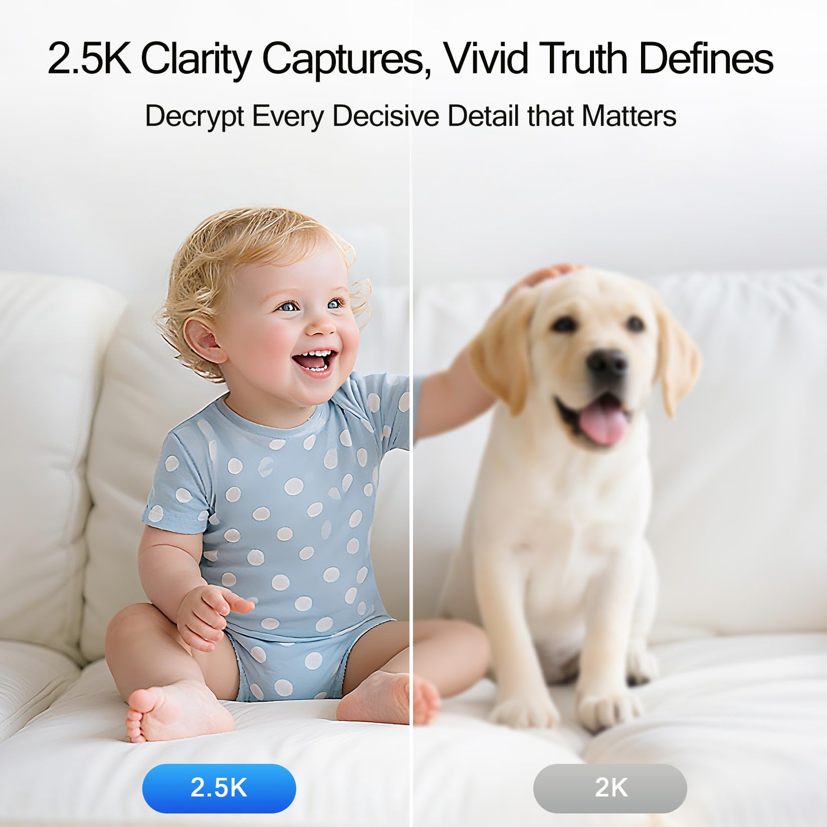 CINMOORE 2.5K Camera Surveillance Interieur, Indoor Security Cam, Free AI Pet/Person/Cry Detection, 4MP Pet Camera with Phone App Pan Tilt 2.4GHz WiFi, Night Vision, Full Duplex Audio 🍁 All In One Marketplace Canada