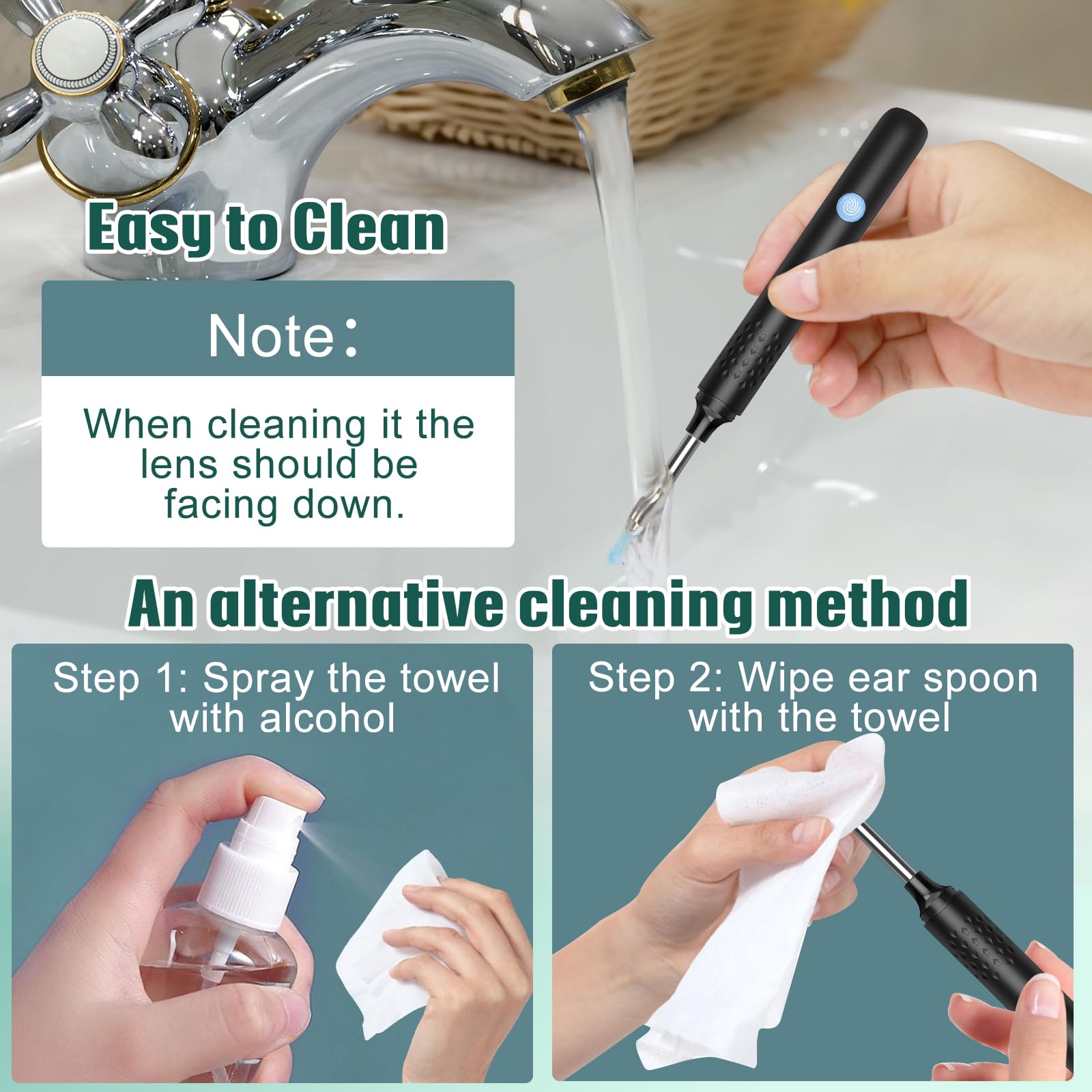 LMECHN Ear Wax Removal, Ear Cleaner with 7 Pcs Ear Set, Ear Wax Removal Tool Camera with 1080P Ear Otoscope & 6 LED Lights, Wireless Ear Pick for Ear Cleaning with 6 Ear Spoons Black 🍁 All In One Marketplace Canada