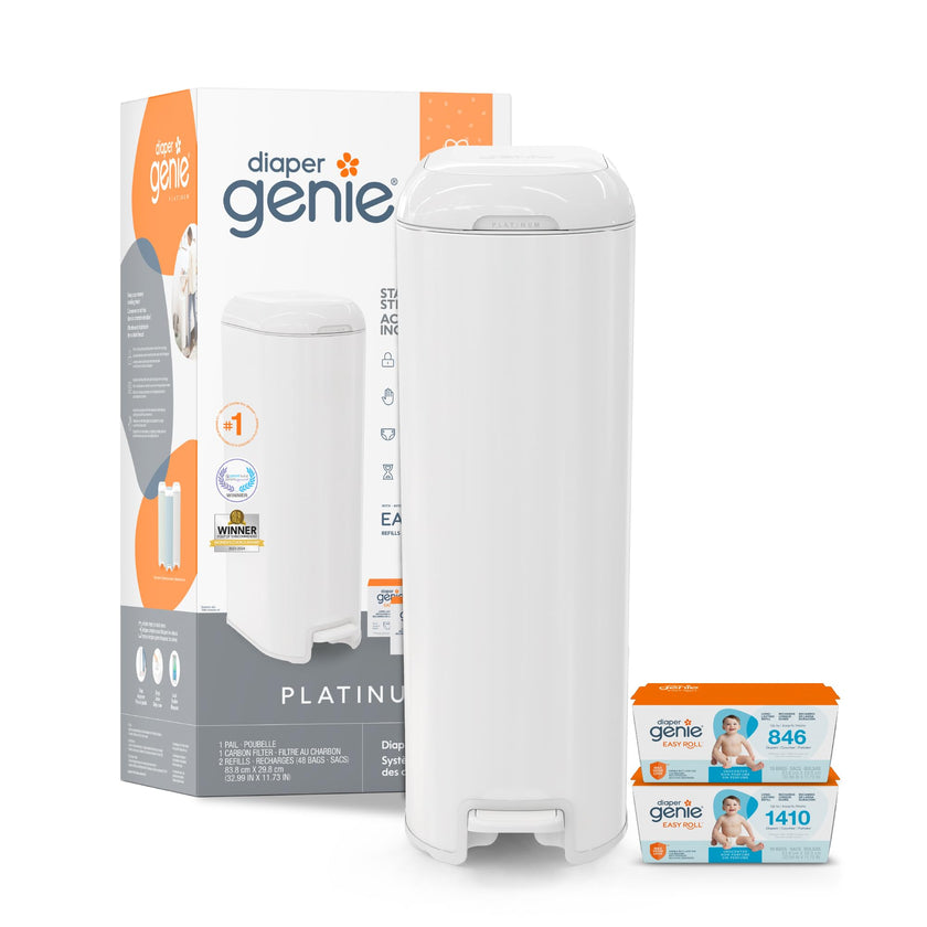Diaper Genie Platinum Diaper Pail Gift Set, 2 Easy Roll Refills (48 Bags) 🍁 All In One Marketplace Canada