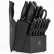 HUNTER.DUAL Knife Set, Dishwasher Safe Kitchen Knife Set with Block, 15 Pcs Black Kitchen Knife Sets with Block Self Sharpening, 6 Steak Knives, Black 🍁 All In One Marketplace Canada