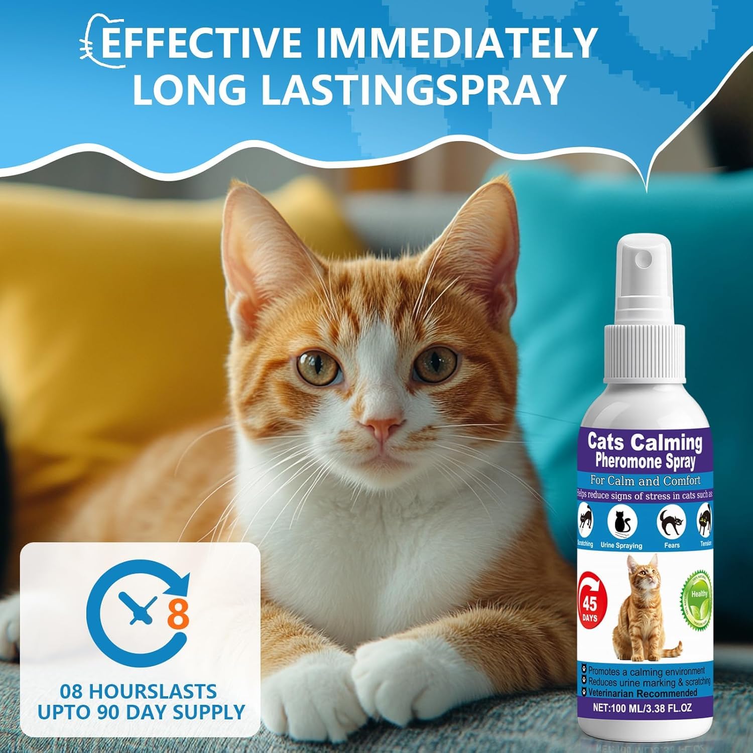 Cat Calming Spray & Cat Pheromone Spray – Stress & Anxiety Relief for Cats & Kittens, Reduces Scratching, Peeing & Marking, Safe Drug-Free Formula with F3 Cat Pheromones,2 Pack 🍁 All In One Marketplace Canada