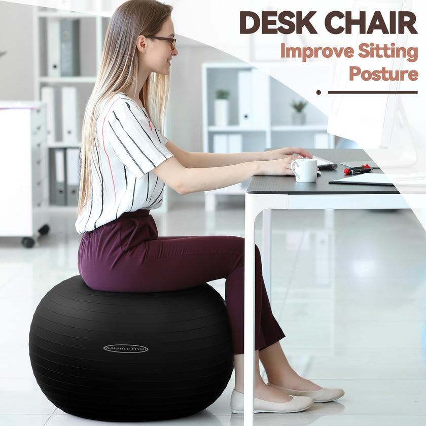 BalanceFrom Anti-Burst Slip Resistant Exercise Ball - 26-inch Black, 2,000-Pound Capacity 🍁 All In One Marketplace Canada