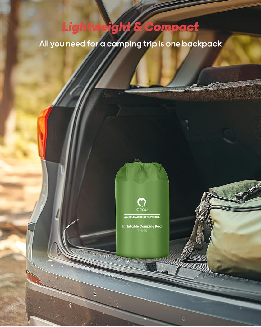 QPAU Camping Sleeping Pad, 2 Person Camping Mat, Enhanced Support for Healthy, with Built-in Foot Pump, 4.7 Inch Durable Sleeping Mattress for Camping, Hiking and Home (Pine Green) 🍁 All In One Marketplace Canada