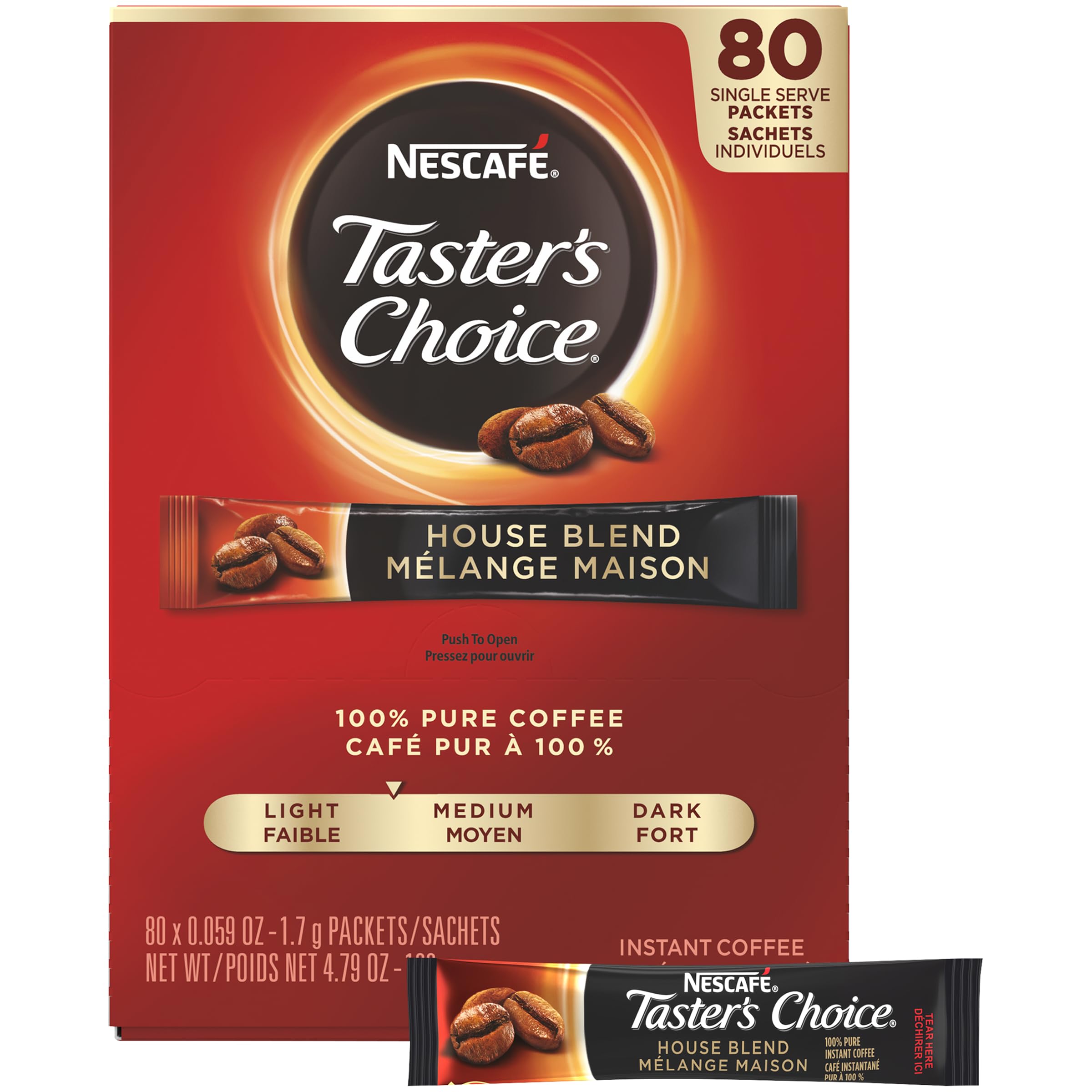 Nescafé Instant Coffee Packets, Taster's Choice Light Roast, 80 x 1.7g 🍁 All In One Marketplace Canada