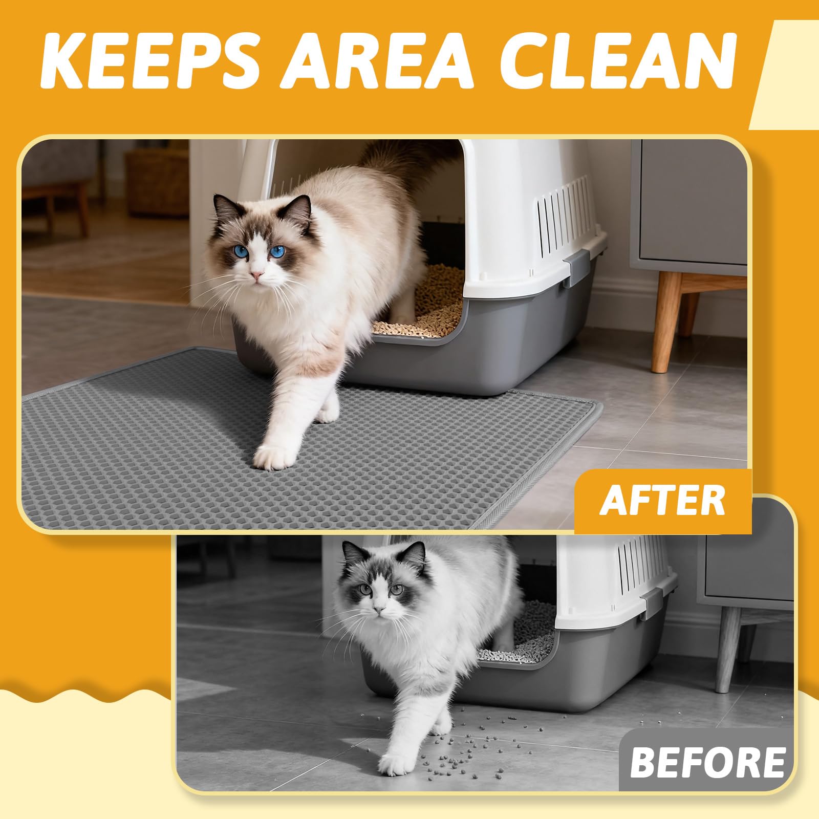 Pieviev Cat Litter Mat Trapper - 76 x 61cm Honeycomb Double Layer Tapis Litiere Chat -Traps Messes, Easy Clean and Durable (Gray) 🍁 All In One Marketplace Canada