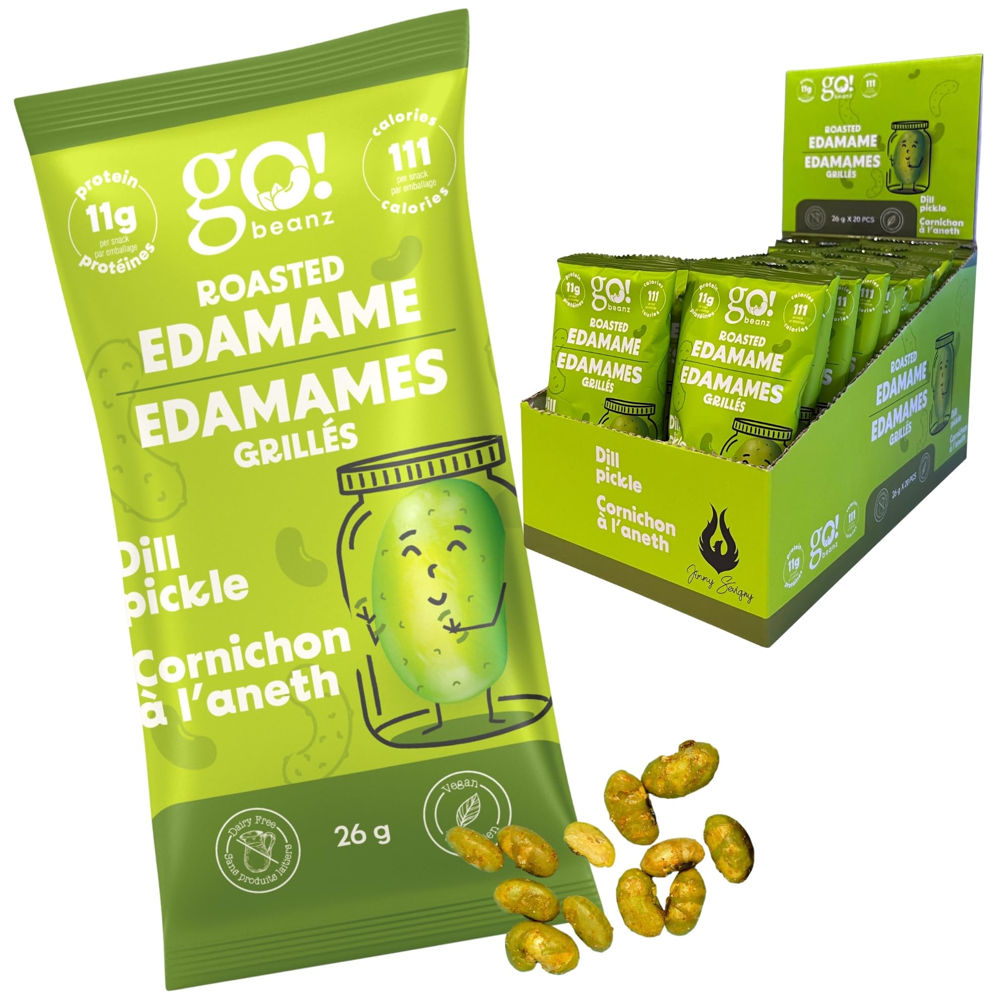 GoBeanz Crunchy Roasted Edamame, Tasty Dill Pickle High Protein Healthy Snack, For Adults & Kids, 20 Single Serve Packs, Low calorie, Low Sugar Plant Based, Salty Snacks 🍁 All In One Marketplace Canada