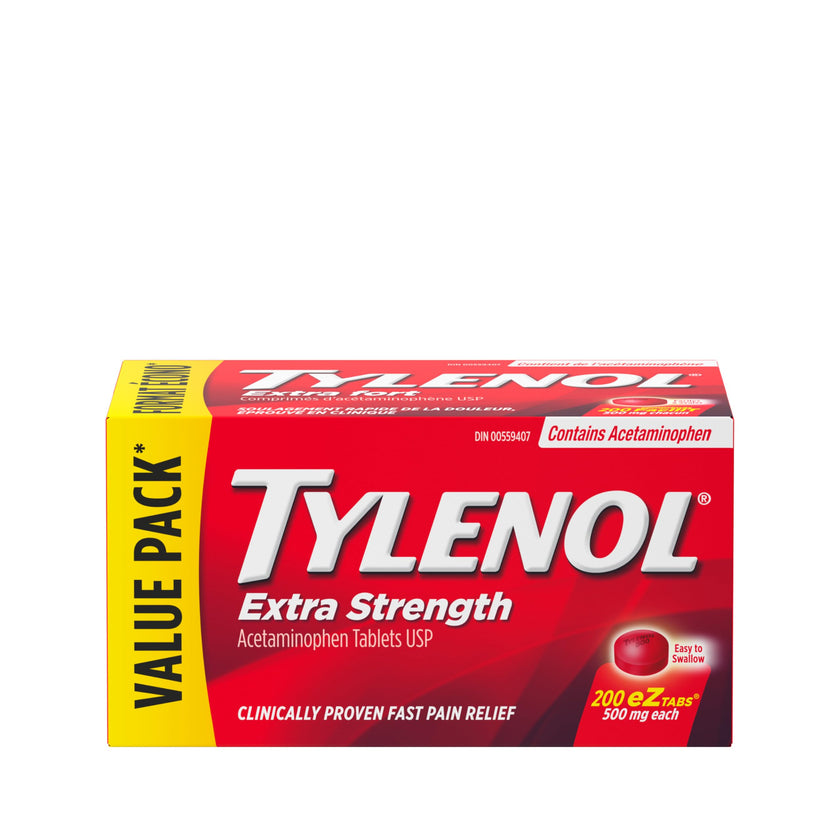 Tylenol Pain Relief Medicine, Headache and Pain Reliever and Fever Reducer, Extra Strength, Acetaminophen eZ Tabs, 500 mg, 200 Count 🍁 All In One Marketplace Canada