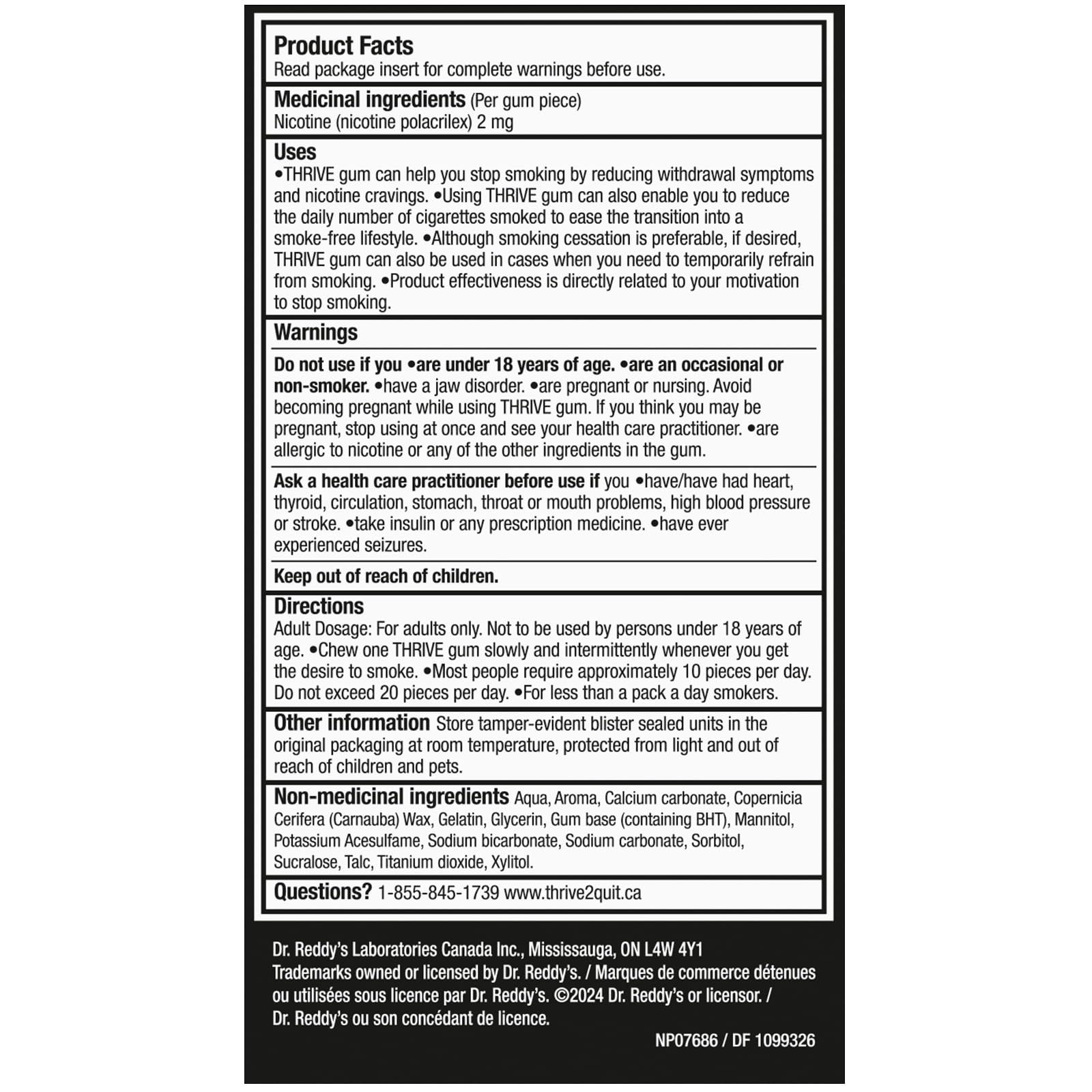 Thrive Nicotine Replacement Gum, 2mg Regular Strength, Fruit, 108 Count 🍁 All In One Marketplace Canada