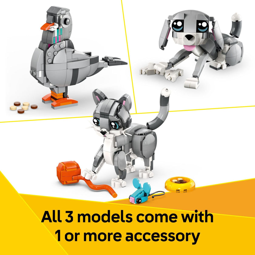 LEGO Creator 3 in 1 Playful Cat Toy - Building Toy with 3 Building Options, Cat, Dog, or Pigeon - Animal Figures for Kids, Girls and Boys, Ages 8+ - Gift Idea for Birthday - 31163 🍁 All In One Marketplace Canada