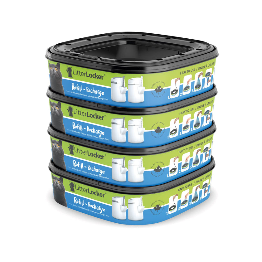 LitterLocker Refill bags| by the makers of Litter Genie| 4-Pack, 48 total ft or up to 8 Months of Supply | Made in Canada | Square Refills Compatible with LitterLocker & Litter Genie Pails 🍁 All In One Marketplace Canada