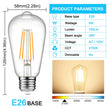 Ascher Vintage LED Edison Bulbs, 6W, Equivalent 60W, Non-Dimmable, High Brightness Warm White 2700K, ST58 Antique LED Filament Bulbs with 80+ CRI, E26 Medium Base, Clear Glass, Pack of 4 🍁 All In One Marketplace Canada