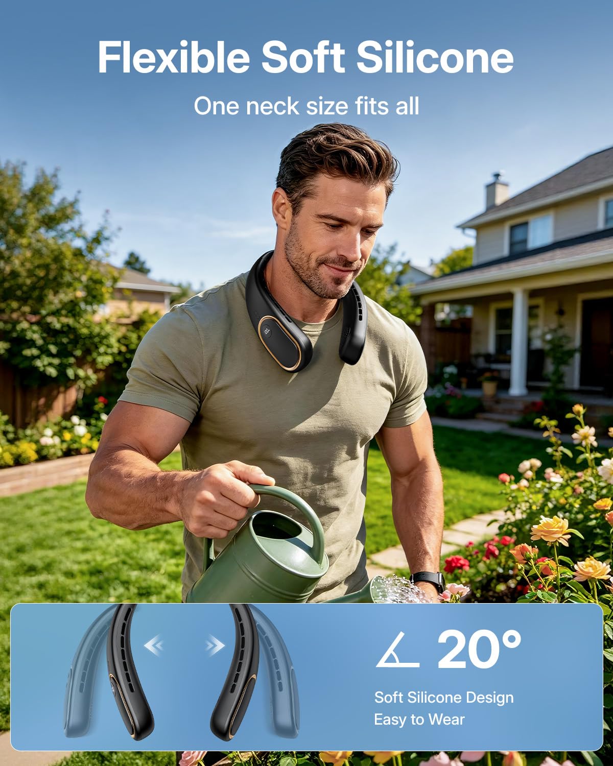 Portable Neck Fan - Hands Free Personal Fan, Rechargeable Bladeless Fan with 5000mAh-Battery, Digital Display, 4 Speeds, Birthday Gifts for Men, Women, Mom, and Dad - Black 🍁 All In One Marketplace Canada