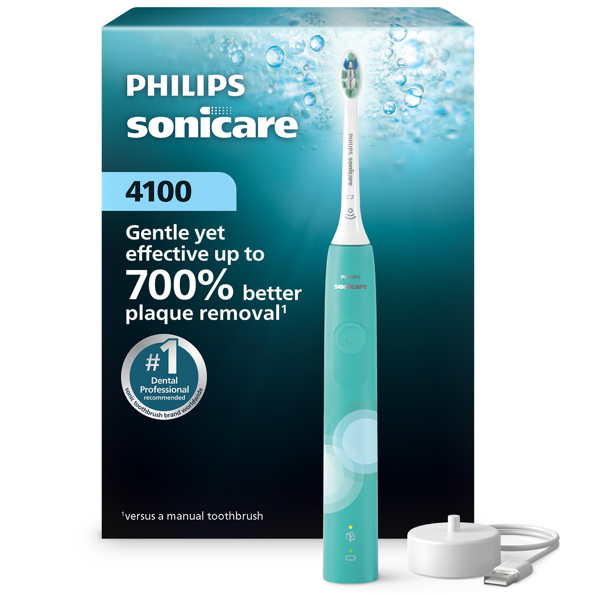 Philips Sonicare 4100 Electric Toothbrush, Sonic Toothbrush with Two Intensity Levels, Pressure Sensor and Timer, Cleansing Blue Prismatic, Model HX3689/23 🍁 All In One Marketplace Canada