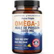 Triple Strength Omega 3 Fish Oil | 120 Softgels | 3600 mg Fish Oil | Over 2100mg of Omega-3 Fatty Acids | Heart and Cognitive Support | 1300mg EPA + 860mg DHA | Wild Caught & Burpless | 120 Ct 🍁 All In One Marketplace Canada