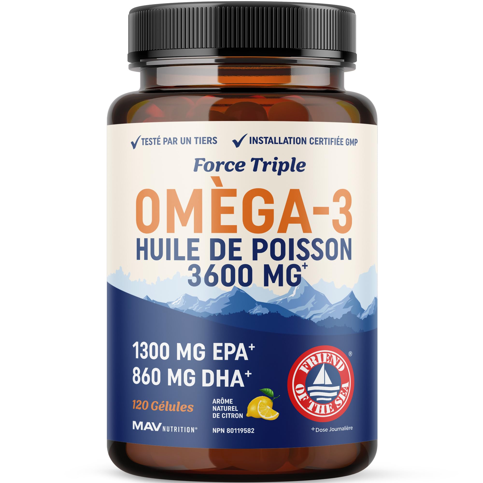 Triple Strength Omega 3 Fish Oil | 120 Softgels | 3600 mg Fish Oil | Over 2100mg of Omega-3 Fatty Acids | Heart and Cognitive Support | 1300mg EPA + 860mg DHA | Wild Caught & Burpless | 120 Ct 🍁 All In One Marketplace Canada
