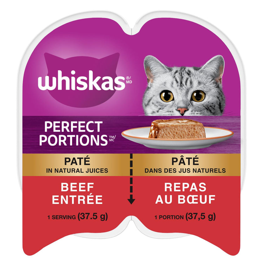 WHISKAS Perfect PORTIONS Kitten Wet Cat Food, Beef Flavour, 75g (12 Pack) 🍁 All In One Marketplace Canada